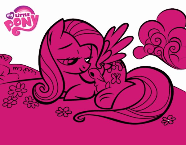 Fluttershy con un conejito