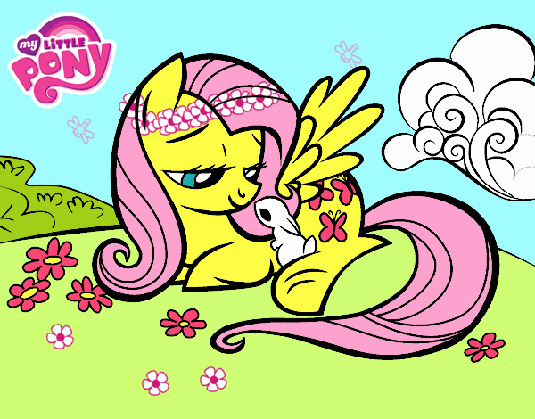 Fluttershy con un conejito