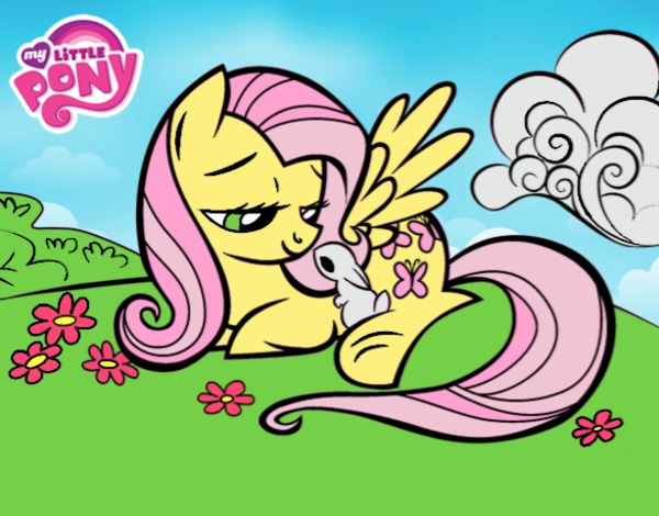 Fluttershy con un conejito