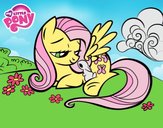 Fluttershy con un conejito