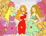 Barbie y sus amigas vestidas de fiesta