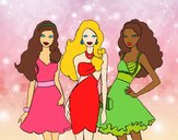 Barbie y sus amigas vestidas de fiesta