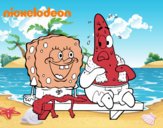 Bob Esponja y Patricio en bañador