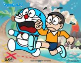 Doraemon y Nobita corriendo