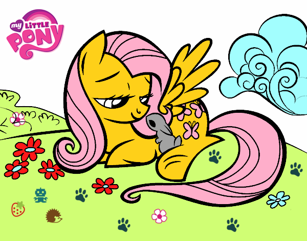 Fluttershy con un conejito