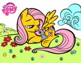 Fluttershy con un conejito