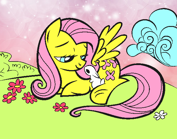 Fluttershy con un conejito