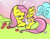 Fluttershy con un conejito