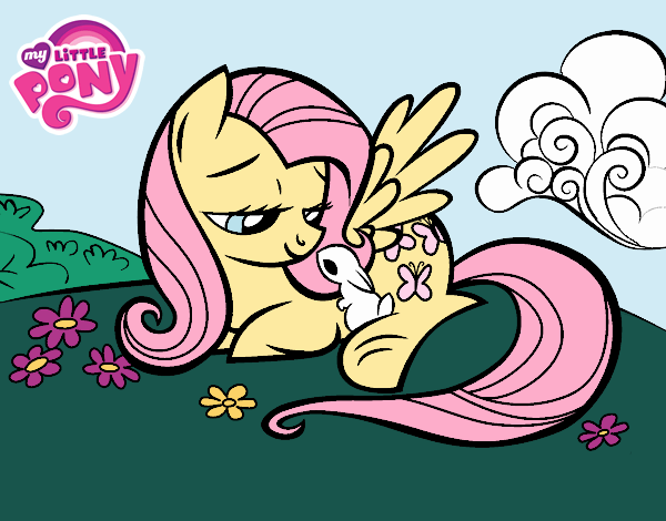 Fluttershy con un conejito