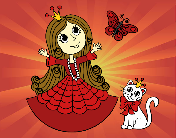 Princesa con gato y mariposa