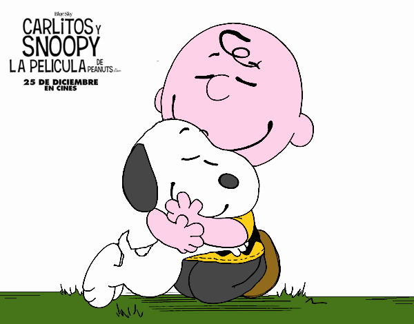 Snoopy y Carlitos abrazados