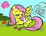 Fluttershy con un conejito