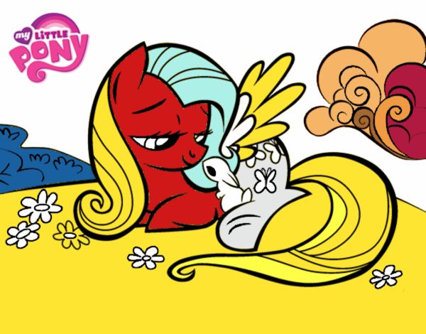 Fluttershy con un conejito