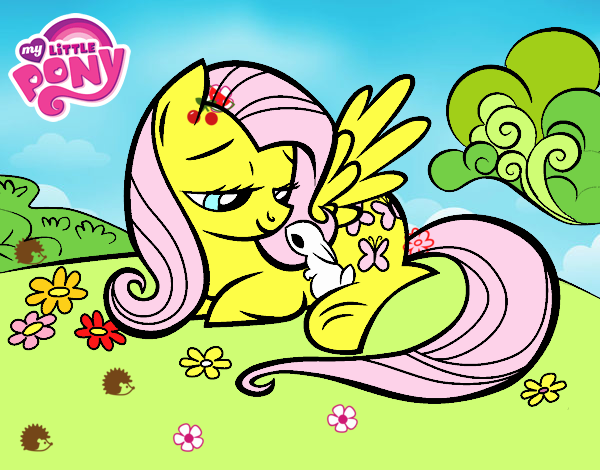 Fluttershy con un conejito