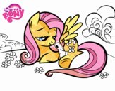 Fluttershy con un conejito