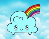 Nube con arco iris kawaii