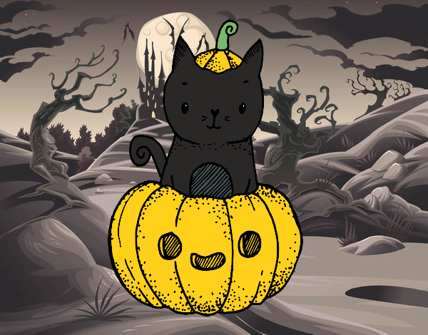 Un gatito de Halloween