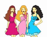 Barbie y sus amigas vestidas de fiesta