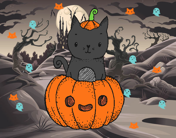 Un gatito de Halloween