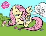 Fluttershy con un conejito