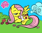 Fluttershy con un conejito