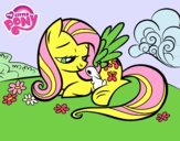 Fluttershy con un conejito