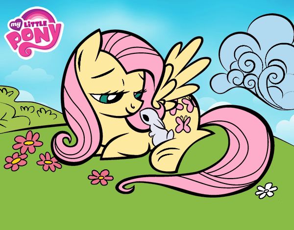 Fluttershy con un conejito