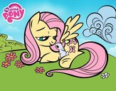 Fluttershy con un conejito