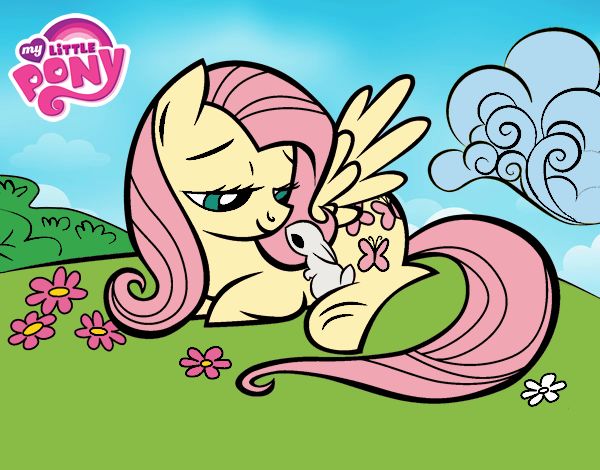 Fluttershy con un conejito