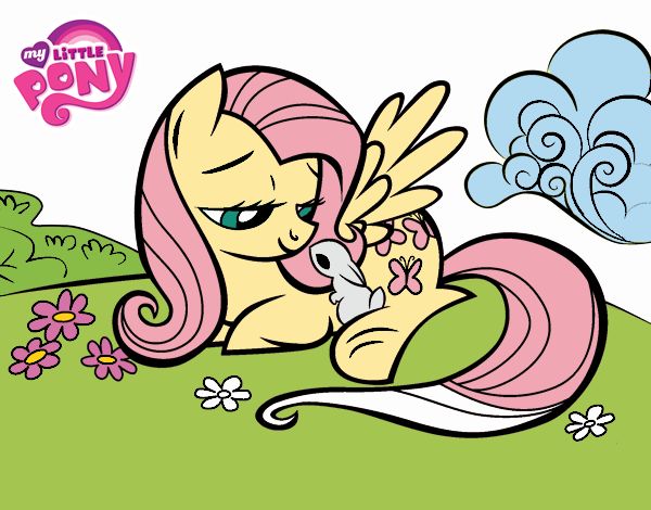 Fluttershy con un conejito