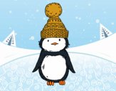 Pingüino con gorro de invierno