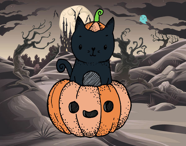 Un gatito de Halloween