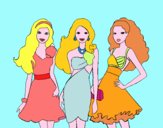 Barbie y sus amigas vestidas de fiesta