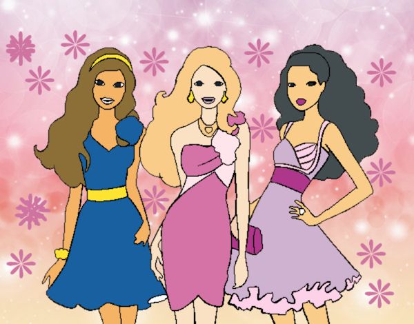 Barbie y sus amigas vestidas de fiesta