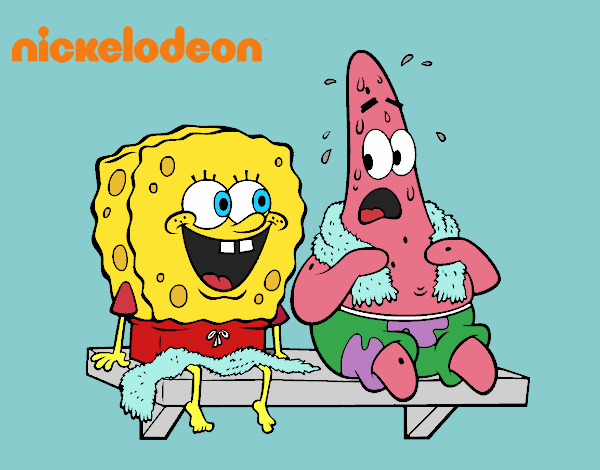 Bob Esponja y Patricio en bañador