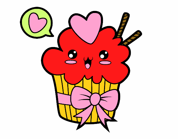 Cupcake kawaii con lazo