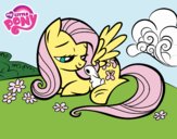 Fluttershy con un conejito