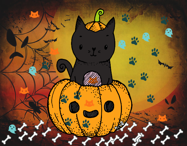 Un gatito de Halloween