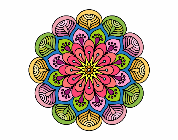 Mandala flor y hojas