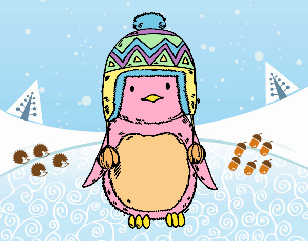 Bebé pingüino con gorrito