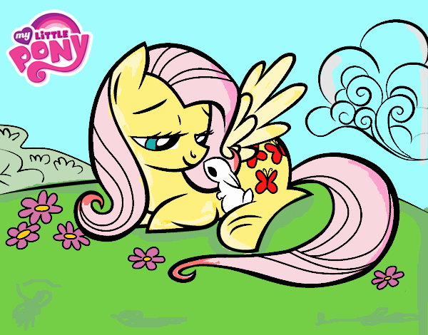 Fluttershy con un conejito