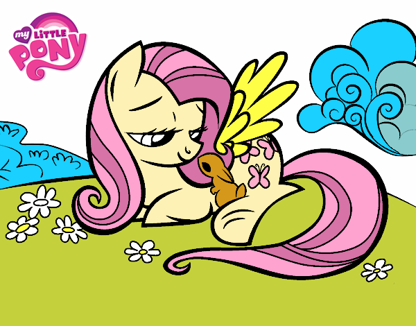 Fluttershy con un conejito