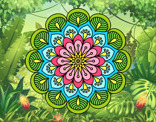 Mandala flor y hojas