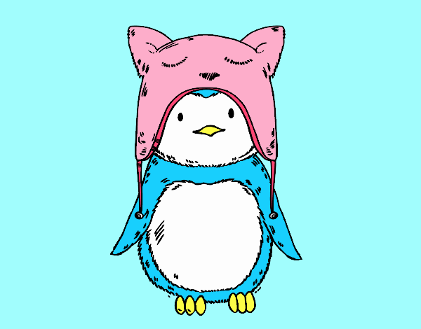 Pingüino con gorrito divertido