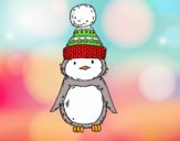 Pingüino con gorro de invierno