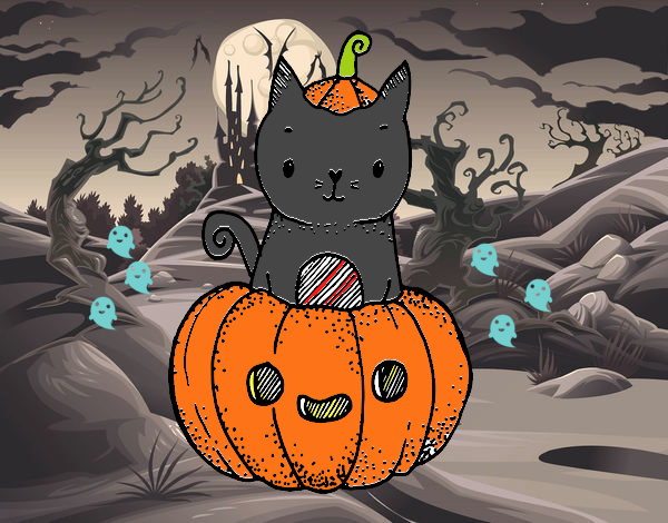 Un gatito de Halloween