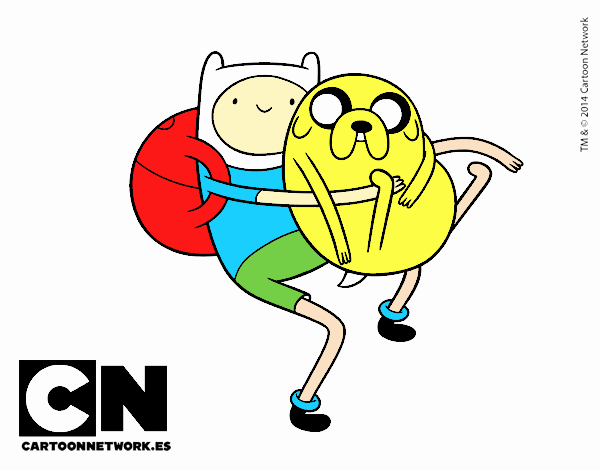 Finn y Jake abrazados