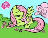 Fluttershy con un conejito