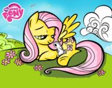 Fluttershy con un conejito