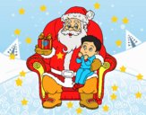 Papá Noel y niño en Navidad